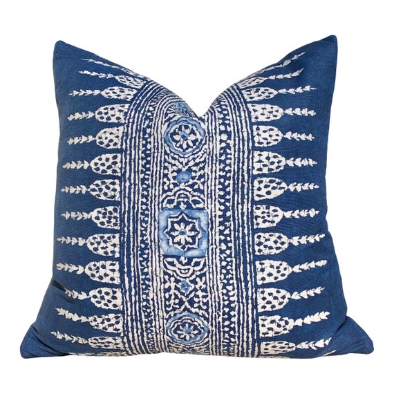 Thibaut Javanese Stripe Navy Blue Throw Pillow Cover
