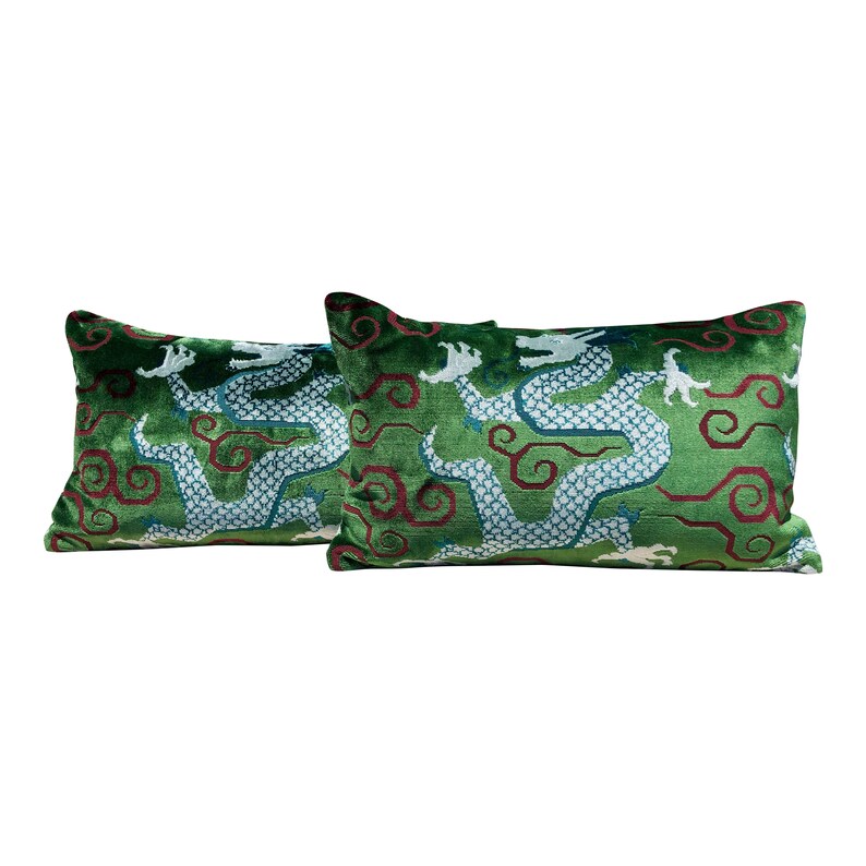 emerald green velvet lumbar pillow