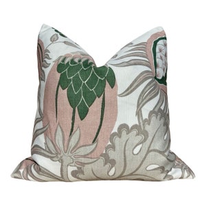 Outdoor Carnival Pillow in Latte by Christopher Farr. Designer Outdoor Pillow Cover Green Blush, High End Pillows, Decorative Outdoor Pillow