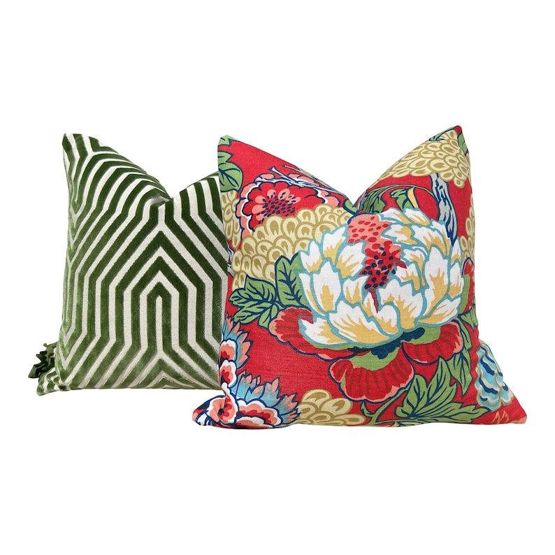 Thibaut Honshu Pillow in Coral. Chinoiserie Pillowcover Etsy