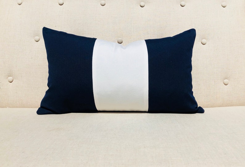 Sunbrella Outdoor Striped Lumbar Pillow Navy. Striped Navy and Etsy