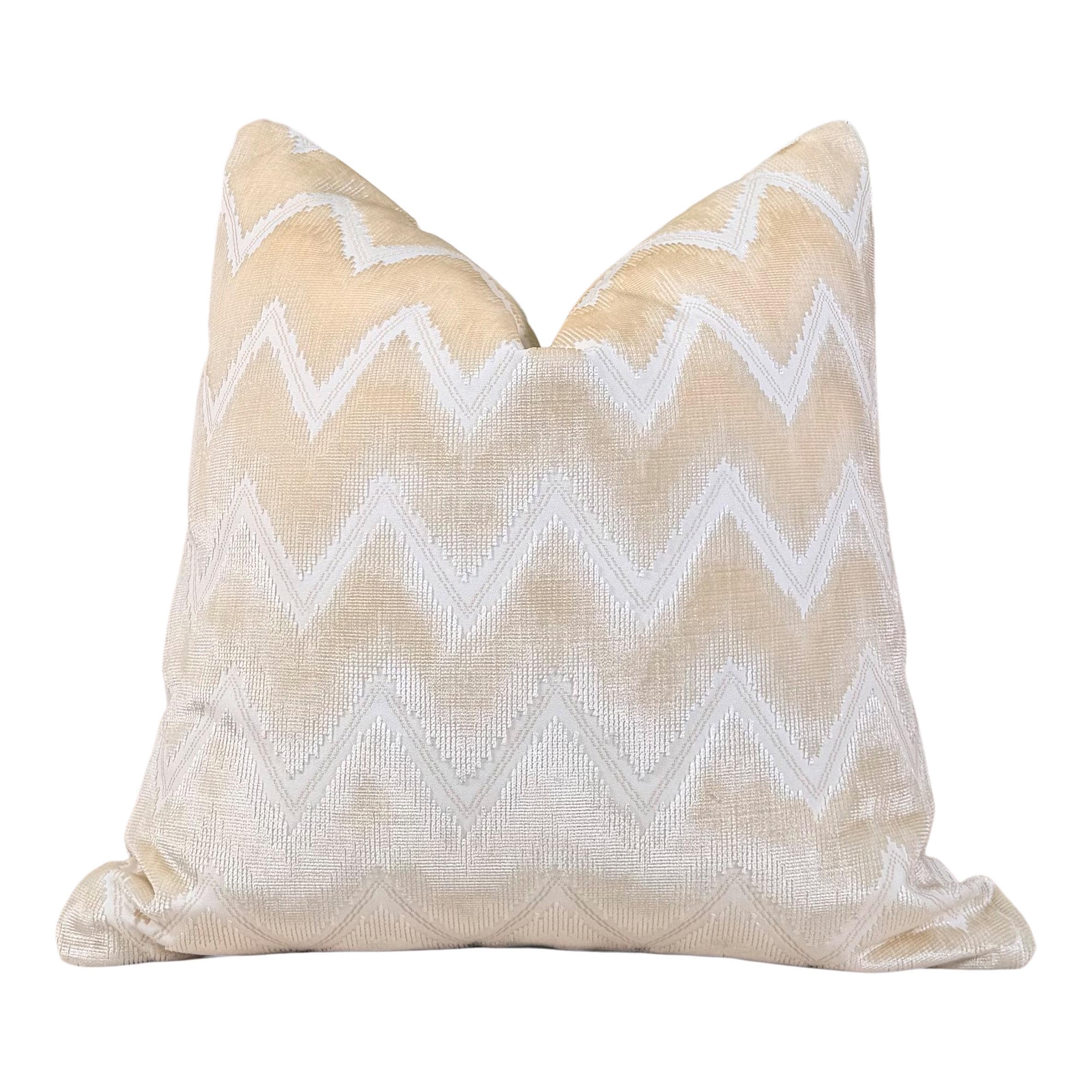Schumacher Chevron Velvet Pillow in Champagne, Modern Geometric Zig Zag ...