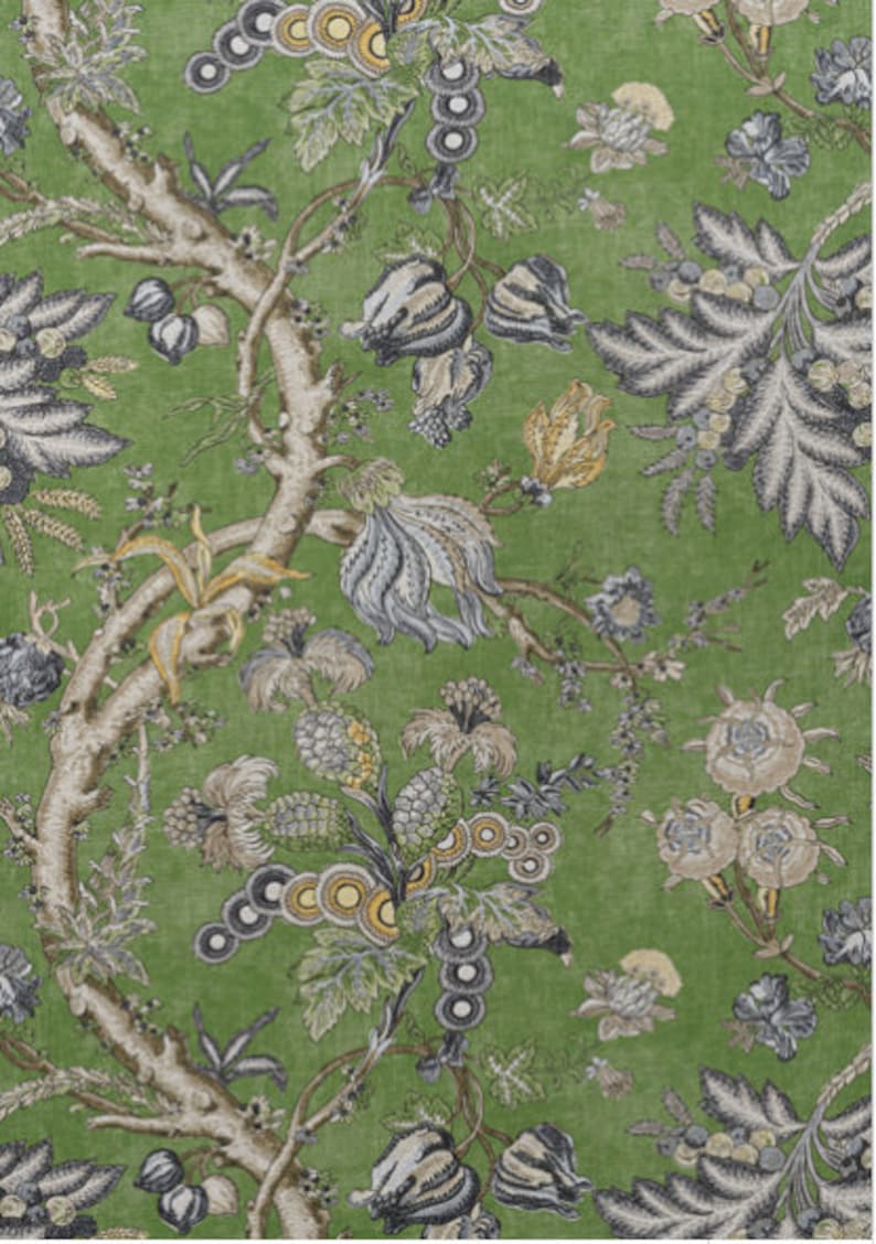 Thibaut Chatelain Pillow Cover in Green. Designer Decorative Pillow Cover Green French Country Floral Accent lumbar Cushion Case Euro Sham image 4