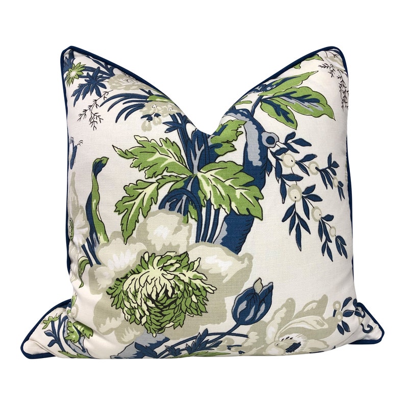 Thibaut Nemour Floral Pillow In Green Blue. Designer pillows image 4