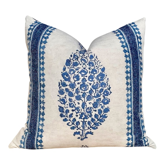 Thibaut Cairo Floral Blue and White Throw Pillow