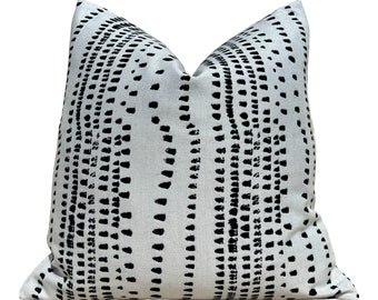 Thiabut Outdoor Cape Town Pillow in Back and White. Outdoor Black Spotted Cushion Cover, Striped Black and White Throw Outdoor Pillow Cover