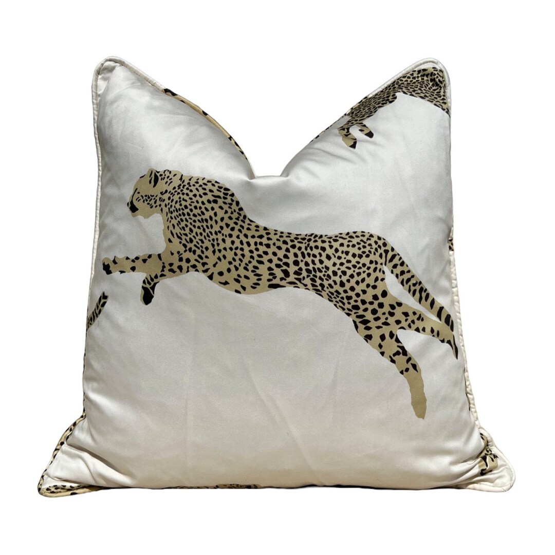 Leaping Cheetah Pillow in Cream. Designer Throw Pillow Ivory Etsy
