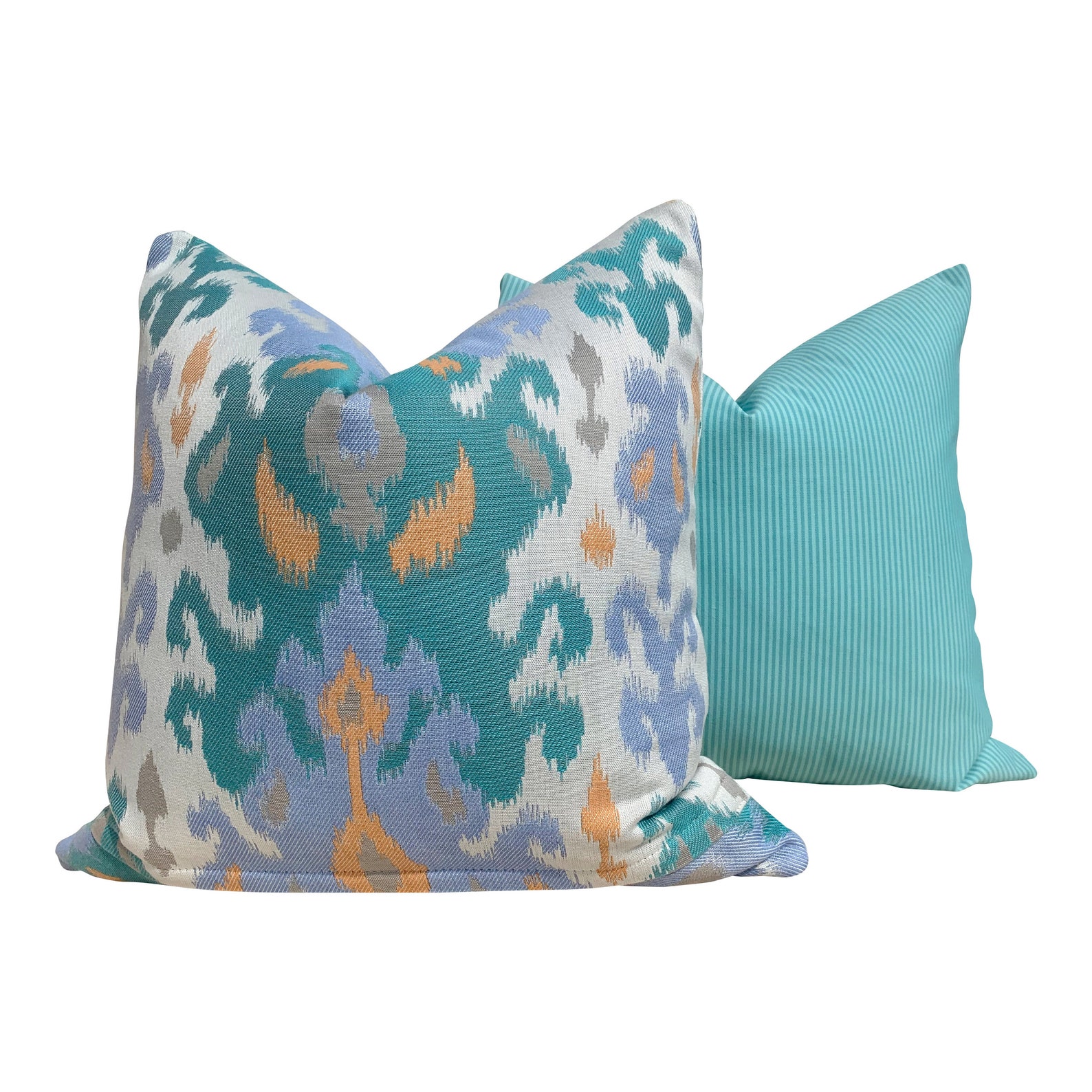 Sunbrella Outdoor Indoor Ikat Pillow Peacock. Lumbar Outdoor Etsy