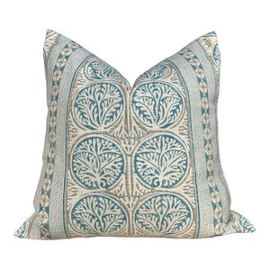 Thibaut Fair Isle Pillow in Aqua Blue. Lumbar Striped Pillow, Geometric Decorative Pillows, Decoratiave Accent Cushion Covers Spa Blue