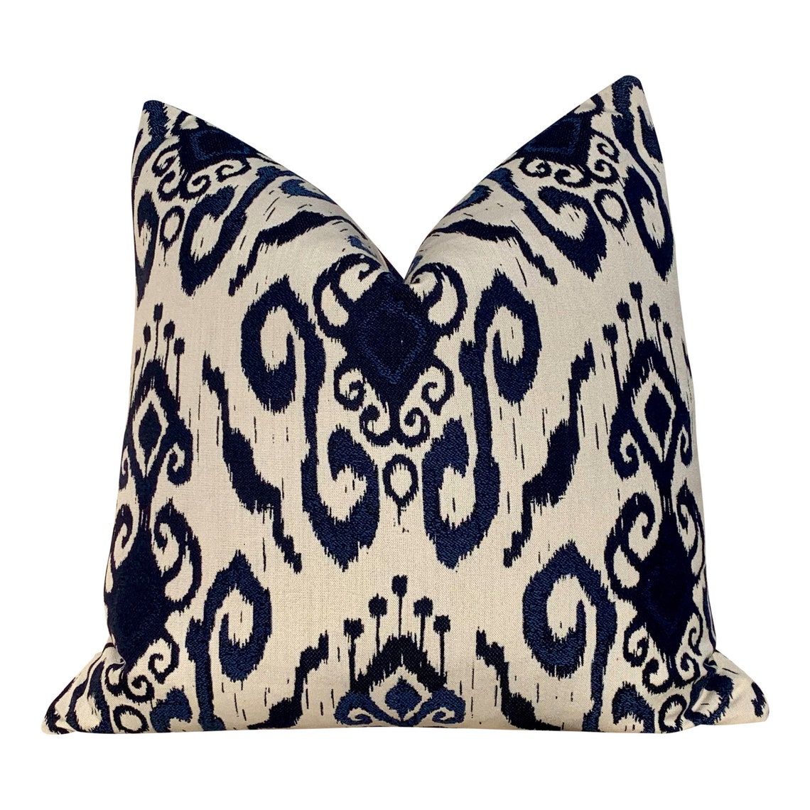 Sunbrella Ikat Indoor Outdoor Woven Pillow in Navy Blue. Etsy