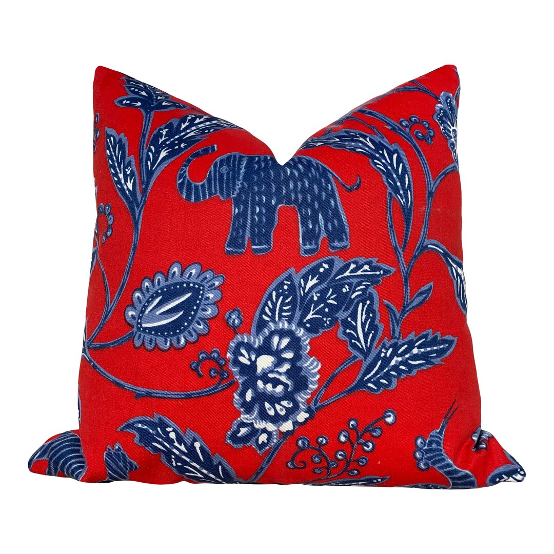 Thibaut Outdoor Goa Pillow in Red and Navy. Decorative Outdoor Etsy