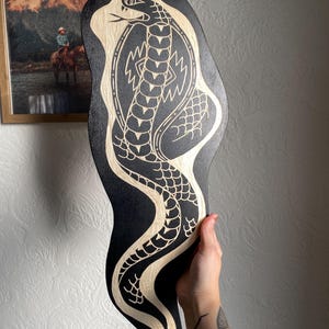 Cobra Woodcut Wall Hanging Hand Carved Wall Art