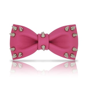 Pink Rivet Bowtie - Spike Bowtie - Leather Bowtie - Cosplay Bowtie - Punk Style Bowtie - Gift for Her - Pink Bowtie - Mens Bowtie