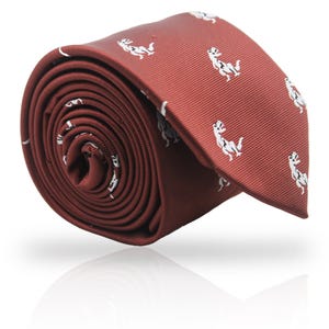 Red Dinosaurs Necktie - Jurassic Necktie for Men - Dinosaur Fashion Accessory - Prehistoric Themed Necktie - T-Rex Pattern Tie