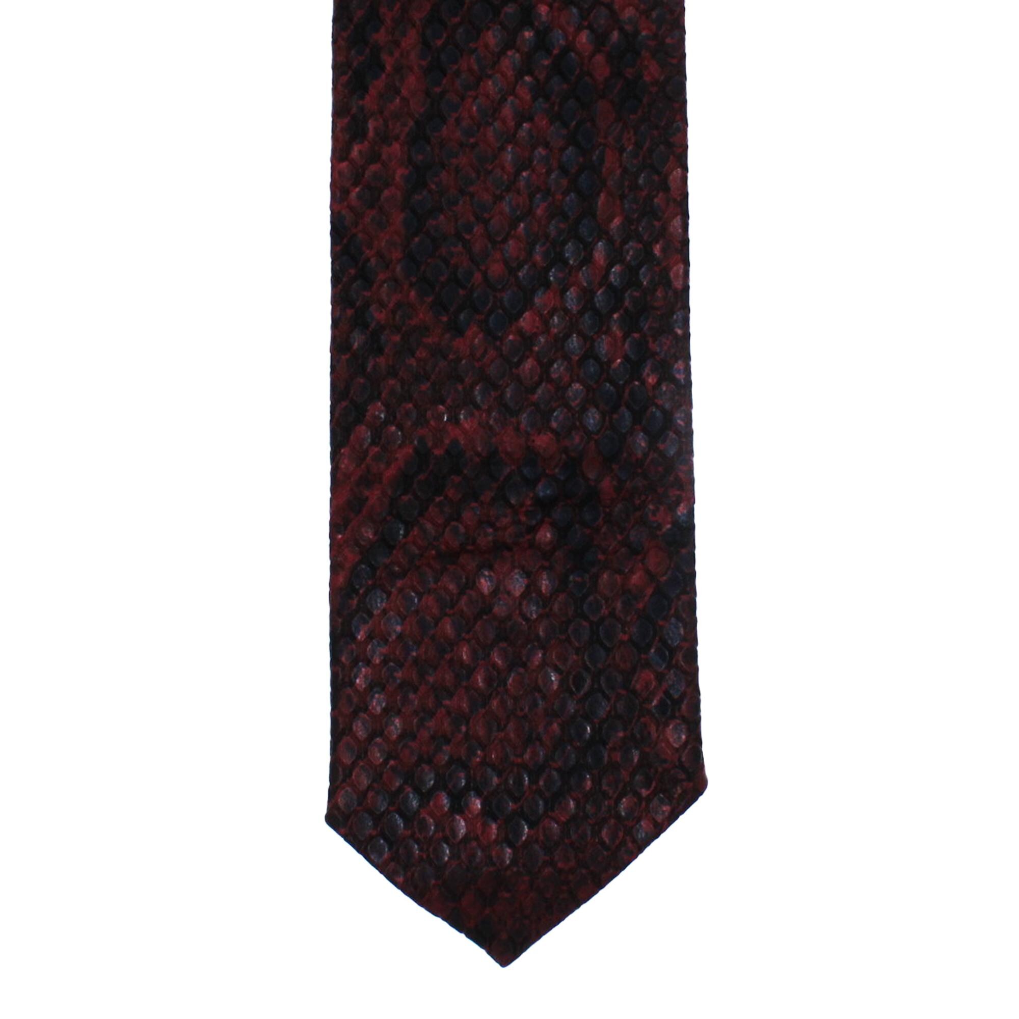 Burgundy Python Skin Tie: Luxury Exotic Skinny Reptile Necktie, Leather ...