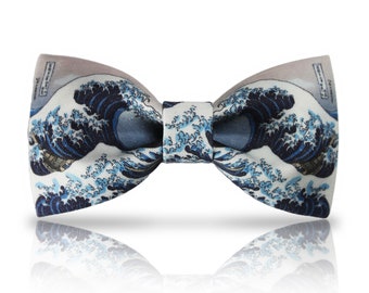 Ukiyoe Bowtie - Wave bowtie - Blue Bowtie- Art Bow tie - Japanese style