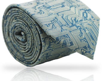 Cravatta con circuito stampato: cravatta geometrica in cotone Sterling Electro