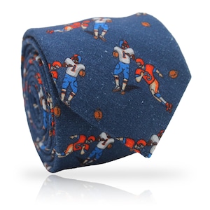 American Football Necktie: Navy Blue Cotton Sports Tie
