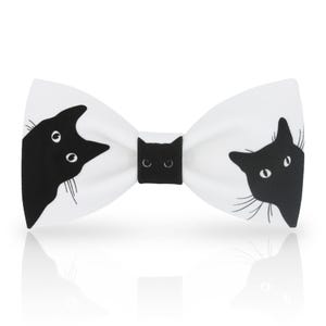 黒猫の蝶ネクタイ - 覗く猫の蝶ネクタイ - 黒と白の蝶ネクタイ - 面白い蝶ネクタイ - カスタム蝶ネクタイ - パーソナライズ蝶ネクタイ - ウェディング蝶ネクタイ