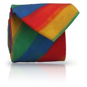 July Pride Silk Tie: Watercolor Rainbow Color Pattern Necktie, Gift for Him