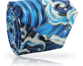 Cravate Nishijin-ori : Cravate dorée à motif japonais, accessoire en coton