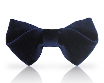 Pajarita de terciopelo azul marino con purpurina: corbata clásica para el novio, regalo de boda.