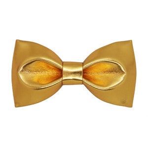 Metallic Gold Faux Leather Bow Tie: Flashy Party Bowtie