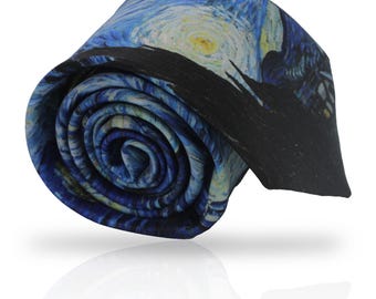 Sternenklare Nachtkrawatte - Van Gogh Krawatte - Künstler-Themen-Krawatte - Frühlingskrawatte - Benutzerdefinierte Krawatte - Personalisierbare Krawatte - Sternenhimmel-Krawatte - Gedruckte Krawatte