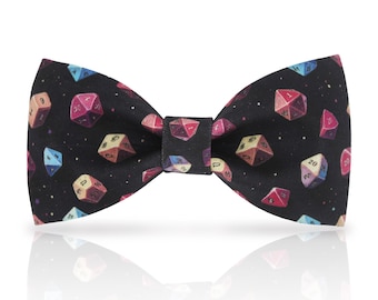 DND Dice Black Bowtie: Gaming Cotton Tie, Dragon and Dice Accessory