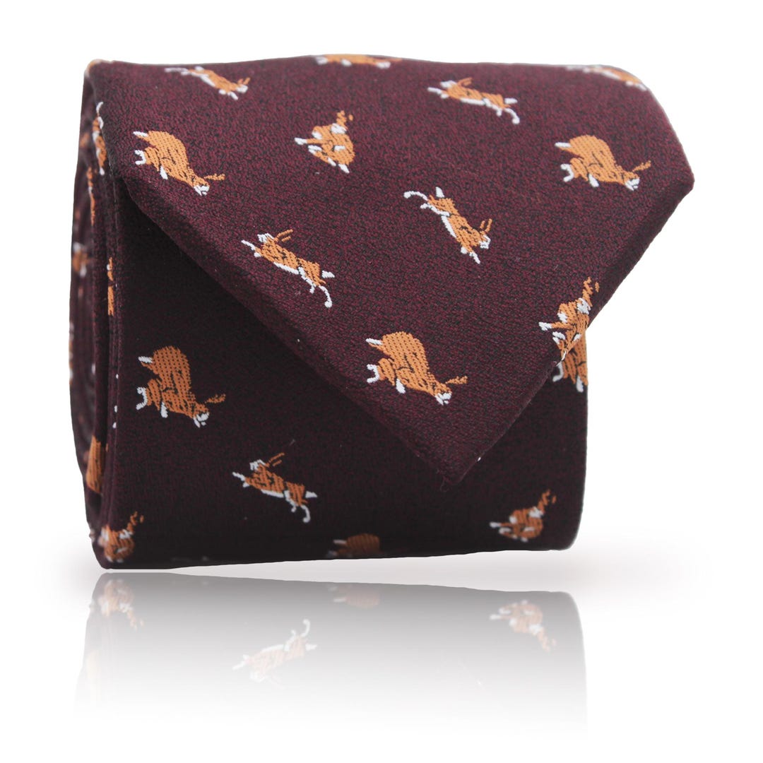 Ysl Necktie Rabbit Embroidery Tan Rabbit Maroon Tie: Unique Animal Necktie for Wedding ...