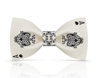 Pajarita As de Picas hecha a mano: Pajarita de algodón para póker