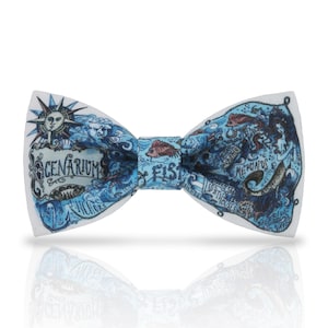 Cenarium Sea Bowtie - Art bowtie - Novelty Bowtie- Cartoon Fish Bowtie - Custom Bowtie - Blue Cenarium  Bowtie - Aquarium Bowtie