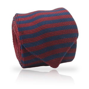 Burgundy and Navy Blue Striped Necktie: Winter Modern Wardrobes, Classic Kit on Tie