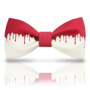 Blood Bow Tie - Black White Bow Tie - Halloween Bow Tie - Prom Bow Tie - Striped Black & White Bow Tie - Men&#39;s Fashion - Painted Bow Tie