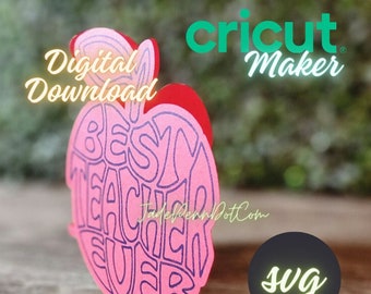 Best Teacher Ever Cricut Maker File Download SVG Appreciation Gift Card Love Apple Digital
