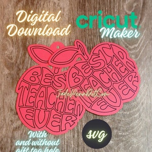 Mejor maestro de todos los tiempos Cricut Maker Archivo Descargar SVG Apreciación Etiqueta de regalo Amor Apple Digital 2 Opciones
