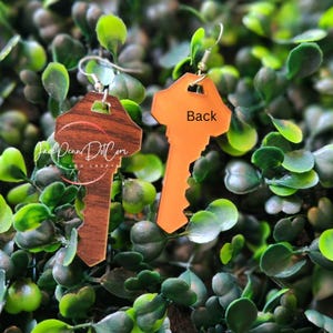Realtor Key Earrings Real Estate Gift Jewelry Faux Wood Double Sided Orange Acrylic Gift Fashion
