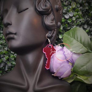 Realtor Key Earrings Real Estate Gift Jewelry Pink Acrylic Gift Fashion Fun Lightweight