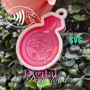Anel de casamento Salve a data NFC pronto para download digital Design de chaveiro inteligente SVG – pronto para corte a laser