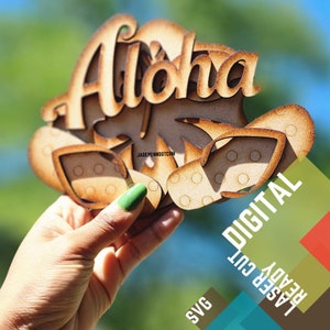 Doorhanger Aloha, Summer Lovers! SVG Wall Art Laser Cut Ready Hawaiian Party Theme