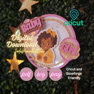 Digitale Datei Baby Shower Shaker Circut Glowforge SVG PDF PNG Dateien Download Junge Mädchen Party Favor Cake Topper Überraschung Personalisieren Anpassen