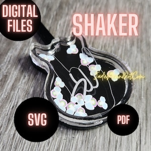 Gitaar Shaker digitaal bestand SVG PDF Laser Cut Ready Cricut vriendelijke taart Topper partij gunst muzikant