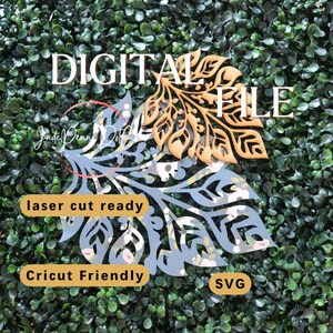 Disegno geometrico foglia SVG - Download digitale tagliato al laser e compatibile con Cricut
