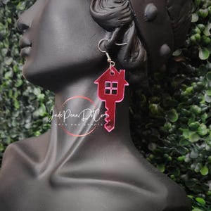 Realtor Key Earrings Real Estate Gift Jewelry Pink Acrylic Gift Fashion
