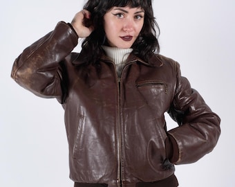 Vintage 1950s Grais Front Quarter Distressed Horsehide Leather