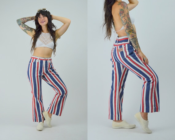 28 waist 1970 WRANGLER Jeans Vintage Stripe Flare