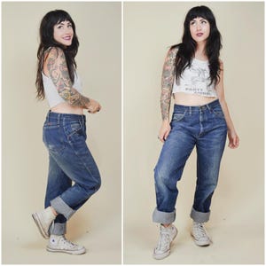32&quot; Vintage Rustler Jeans Vtg Distressed Denim Baggy Boyfriend Jeans