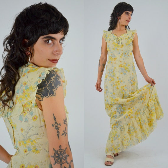 1970s Floral Maxi Dress - XS - image 2