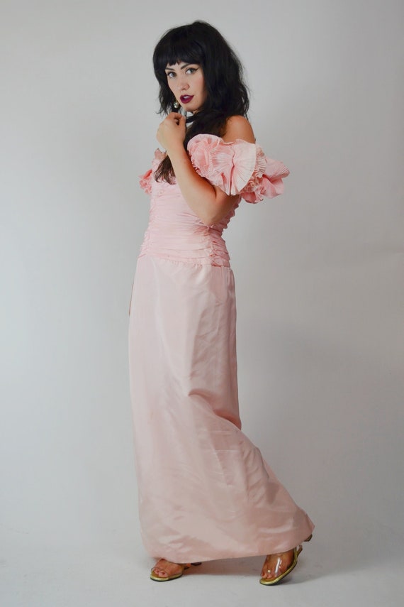 1980s Pink Tadashi Evening Gown - Small