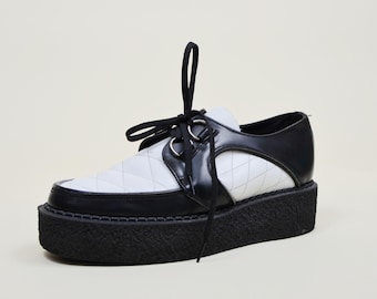 Black & White Two-Tone Platform Creeper Loafers Amazon.com | T.U.K. Black/White Leather Viva Mondo Creepers  main image 2